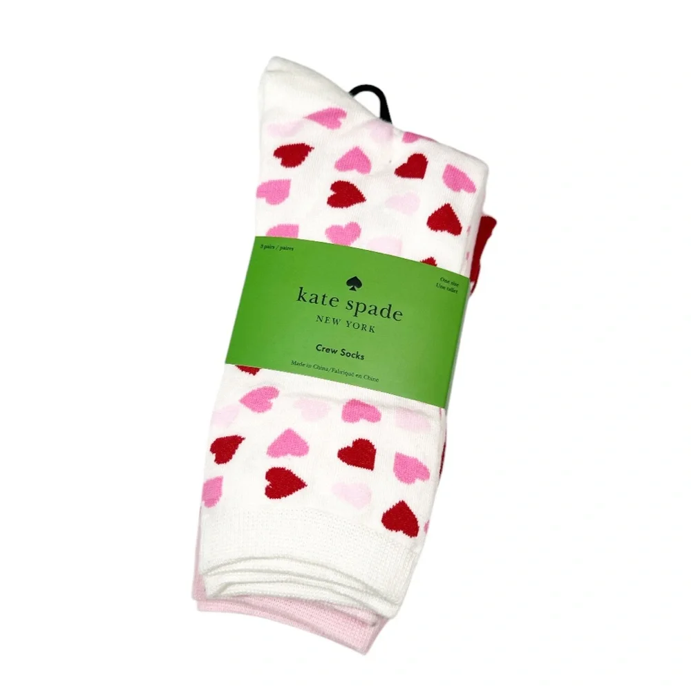 NEW Kate Spade VALENTINE’S Crew Socks Set/3